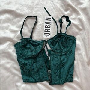 Green Lace Bustier Top